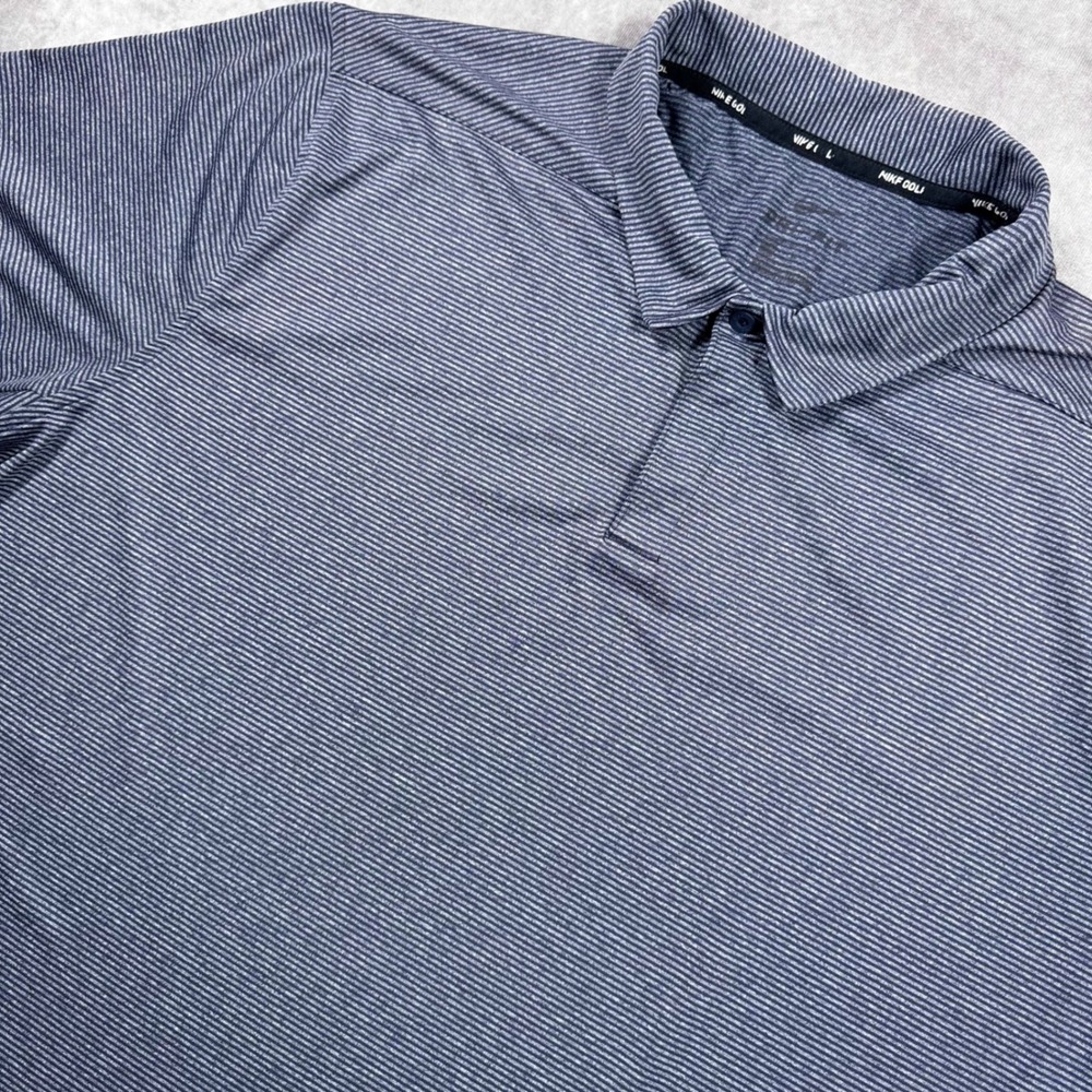 Nike Golf Dri-FIT Polo Shirt Mens XL Blue White Striped Short Sleeve A100-487